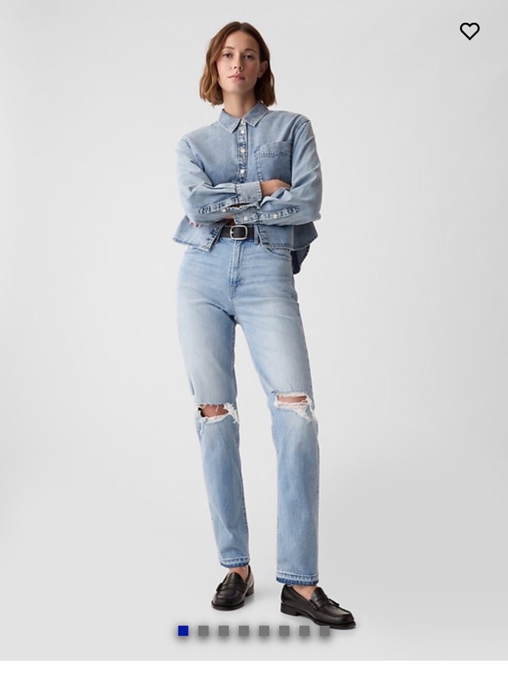 NWT GAP High-Rise Straight Distressed Light Blue Jeans